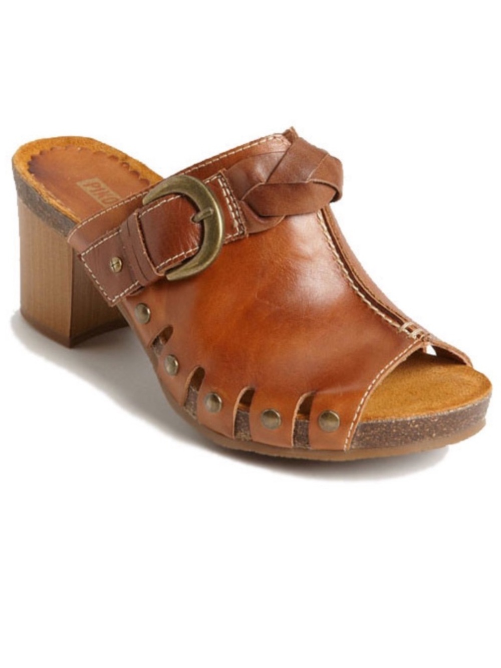 Pikolinos Praga Brandy Women's Sandal Slide Studded Heels Leather EU 39 US 8.5